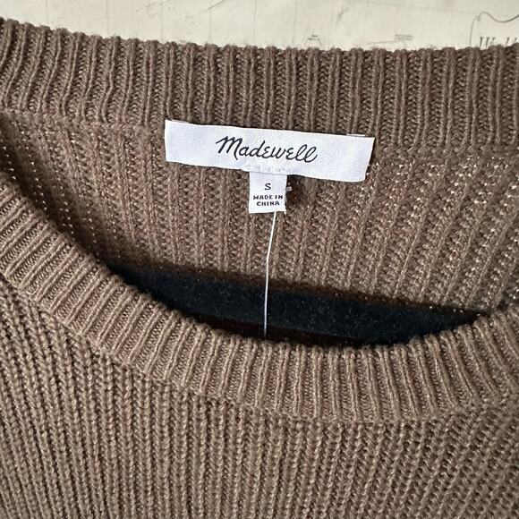Madewell Olive Green Ribbed Knit Round Neck Sweater Womens Small Cotton Blend - Picture 3 of 7